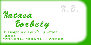 natasa borbely business card